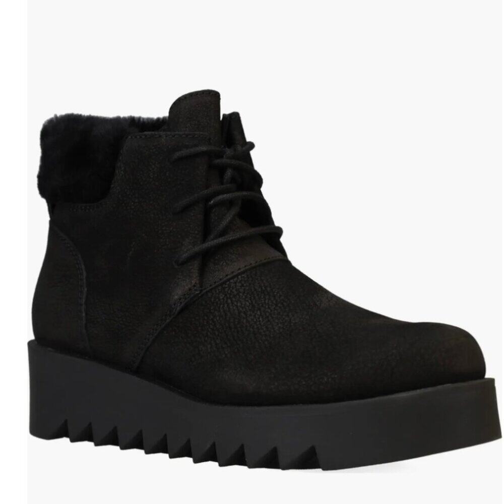 Eileen Fisher Kenille Genuine Shearling Trim Wedge Bootie Size 11 New